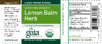 Gaia Organics Certified Organic Lemon Balm Herb - supplement