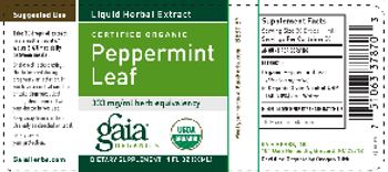 Gaia Organics Certified Organic Peppermint Leaf - supplement