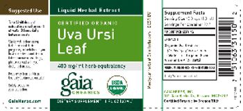 Gaia Organics Certified Organic Uva Ursi Leaf - supplement