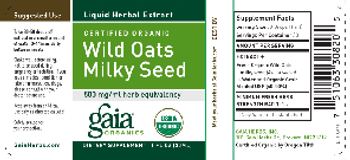 Gaia Organics Certified Organic Wild Oats Milky Seed - supplement