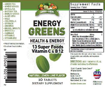 Garden Greens Energy Greens Natural Lemon-Lime Flavor - supplement