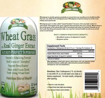 Garden Greens Wheat Grass Lemon Flavored - supplement