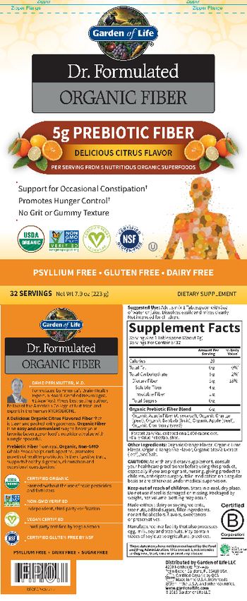 Garden Of Life Dr. Formulated Organic Fiber Delicious Citrus Flavor - supplement