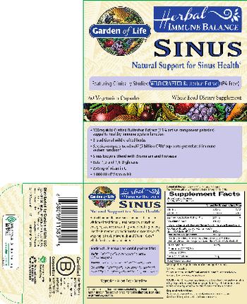 Garden Of Life Herbal Immune Balance Sinus - whole food supplement