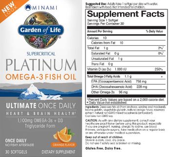 Garden Of Life Minami Platinum Omega-3 Fish Oil Orange Flavor - supplement