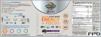 Garden Of Life Sport Organic Plant-Based Energy + Focus Blackberry Flavor - whole food supplement