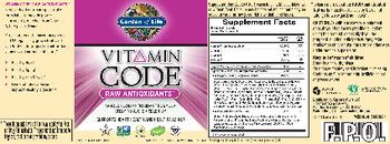 Garden Of Life Vitamin Code Raw Antioxidants - whole food supplement