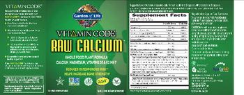 Garden Of Life Vitamin Code Raw Calcium - whole food supplement