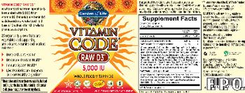 Garden Of Life Vitamin Code RAW D3 5,000 IU - whole food supplement