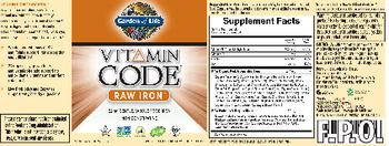 Garden Of Life Vitamin Code RAW Iron - whole food supplement