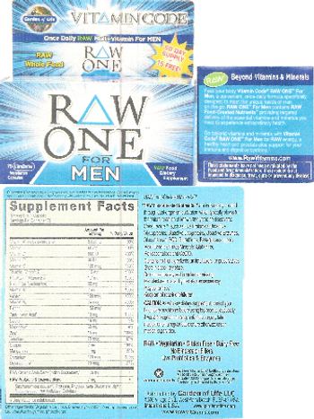 Garden Of Life Vitamin Code RAW One For Men - raw food supplement