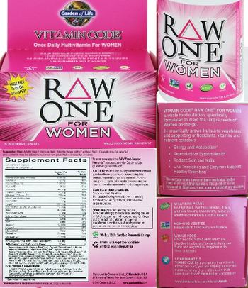 Garden Of Life Vitamin Code Raw One For Women - whole food supplement