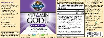 Garden Of Life Vitamin Code RAW Zinc - whole food supplement