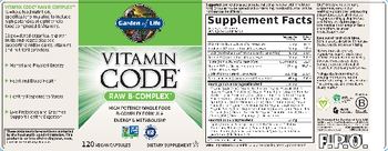 Garden Of Life Vitamin Code Vitamin Code Raw B-Complex - supplement