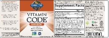 Garden Of Life Vitamin Code Vitamin Code Raw Iron - supplement