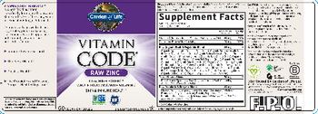 Garden Of Life Vitamin Code Vitamin Code Raw Zinc - supplement
