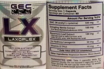 GEC Genetic Edge Compounds LX Laxoplex - supplement