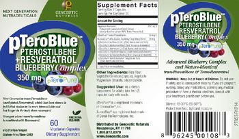 Genceutic Naturals pTeroBlue Pterostilbene Blueberry Complex 350 mg - supplement