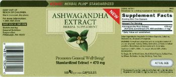 General Nutrition Corporation Ashwagandha Extract - herbal supplement