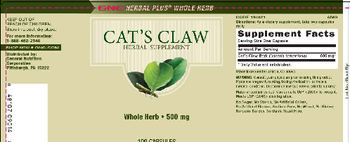 General Nutrition Corporation Cat's Claw - herbal supplement