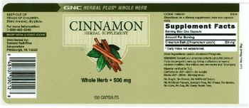 General Nutrition Corporation Cinnamon - herbal supplement