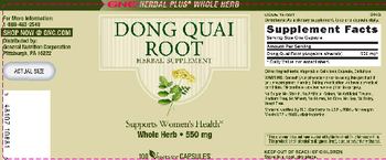 General Nutrition Corporation Dong Quai Root - herbal supplement