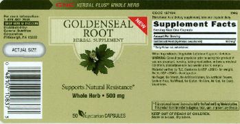General Nutrition Corporation Goldenseal Root - herbal supplement