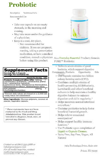 Genesis Pure Probiotic - supplement