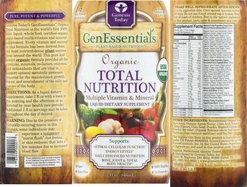 Genesis Today Organic Total Nutrition - liquid supplement