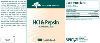 Genestra Brands HCl & Pepsin - enzyme supplement