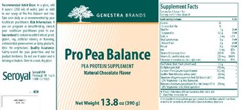 Genestra Brands Pro Pea Balance Natural Chocolate Flavor - pea protein supplement