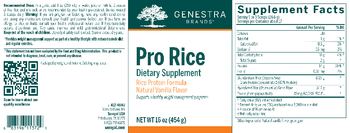 Genestra Brands Pro Rice Natural Vanilla Flavor - supplement