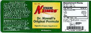 Genuine N-Zimes Dr. Howell's Original Formula - digestive enzyme supplement