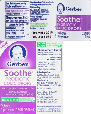 Gerber Soothe Probiotic Colic Drops - probiotic supplement
