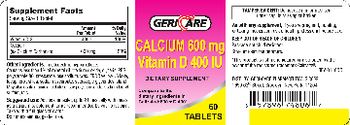 Geri-Care Calcium 600 mg Vitamin D 400 IU - supplement