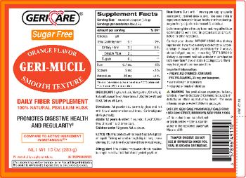 Geri-Care Geri-Mucil Sugar Free Orange Flavor - daily fiber supplement