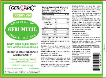 Geri-Care Geri-Mucil Sugar Free Regular Flavor - daily fiber supplement
