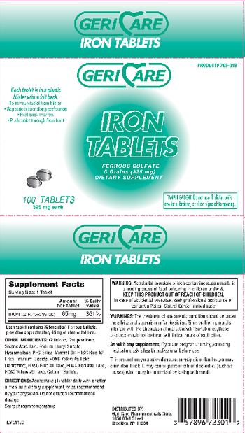 Geri-Care Iron Tablets - supplement