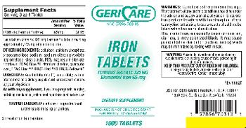 Geri-Care Iron Tablets 65 mg - supplement