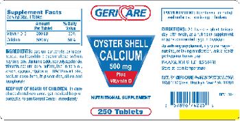 Geri-Care Oyster Shell Calcium 500 mg Plus Vitamin D - nutritional supplement