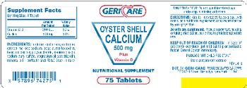 Geri-Care Oyster Shell Calcium 500 mg plus Vitamin D - nutritional supplement