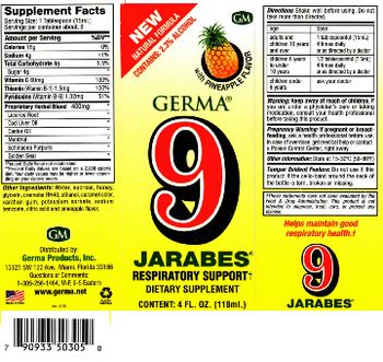 Germa 9 Jarabes Respiratory Support With Pineapple Flavor - supplement
