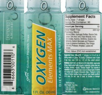 GHT Global Health Trax Oxygen Elements Max - supplement