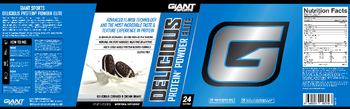 Giant Sports Delicious Protein Powder Elite Delicious Cookies & Cream Shake - nutritional supplement