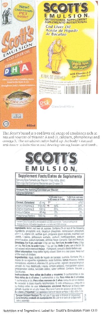 GlaxoSmithKline Scott's Emulsion Cod Liver Original - nutritional supplement