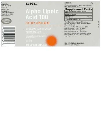 GNC Alpha Lipoic Acid 100 - supplement