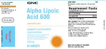 GNC Alpha Lipoic Acid 600 - supplement