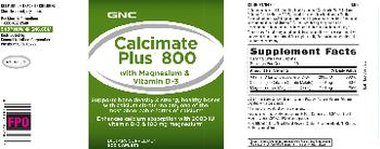 GNC Calcimate Plus 800 With Magnesium & Vitamin D-3 - supplement