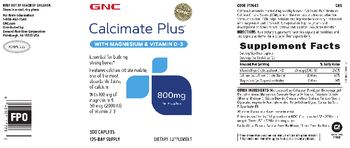 GNC Calcimate Plus with Magnesium & Vitamin D-3 800 mg - supplement