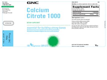 GNC Calcium Citrate 1000 - supplement